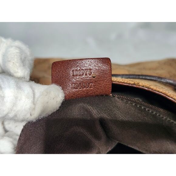 Gucci GG Canvas Hobo Shoulder Bag Brown Leather Trim, Made in Italy Fall Autumn - Picture 13 of 14